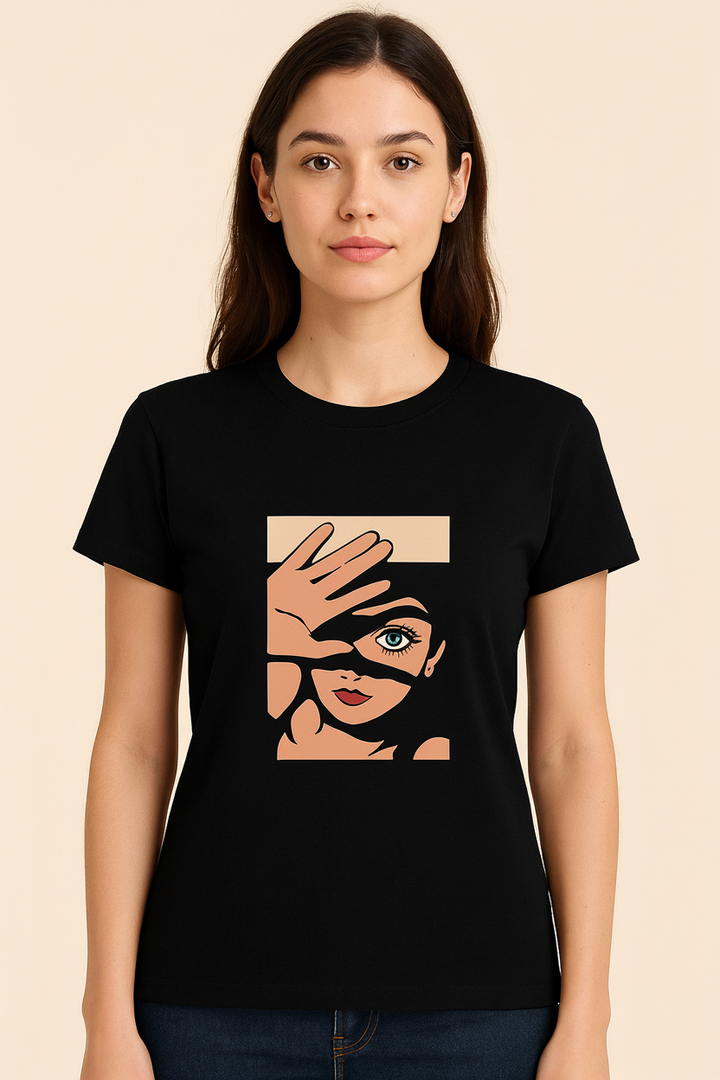 WOMEN'S BLACK SUN_KISSED REGUALR FIT TSHIRT