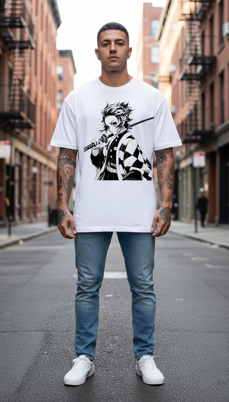 UNISEX WHITE BNW TANJIRO OVERSIZE FIT TSHIRT