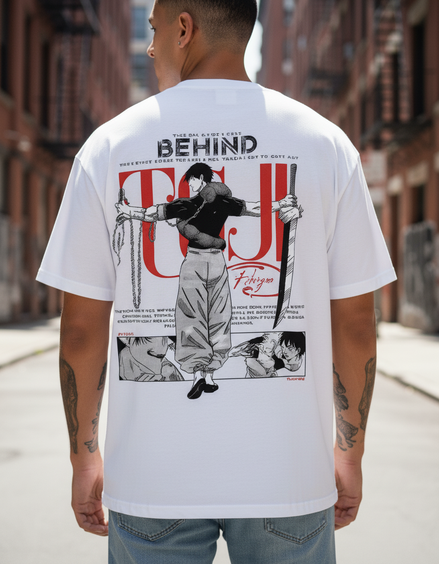 UNISEX WHITE TOJI FUSHIGURO OVERSIZE FIT TSHIRT