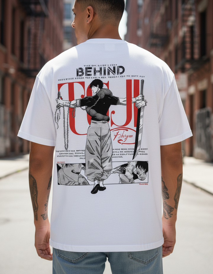 UNISEX WHITE TOJI FUSHIGURO OVERSIZE FIT TSHIRT