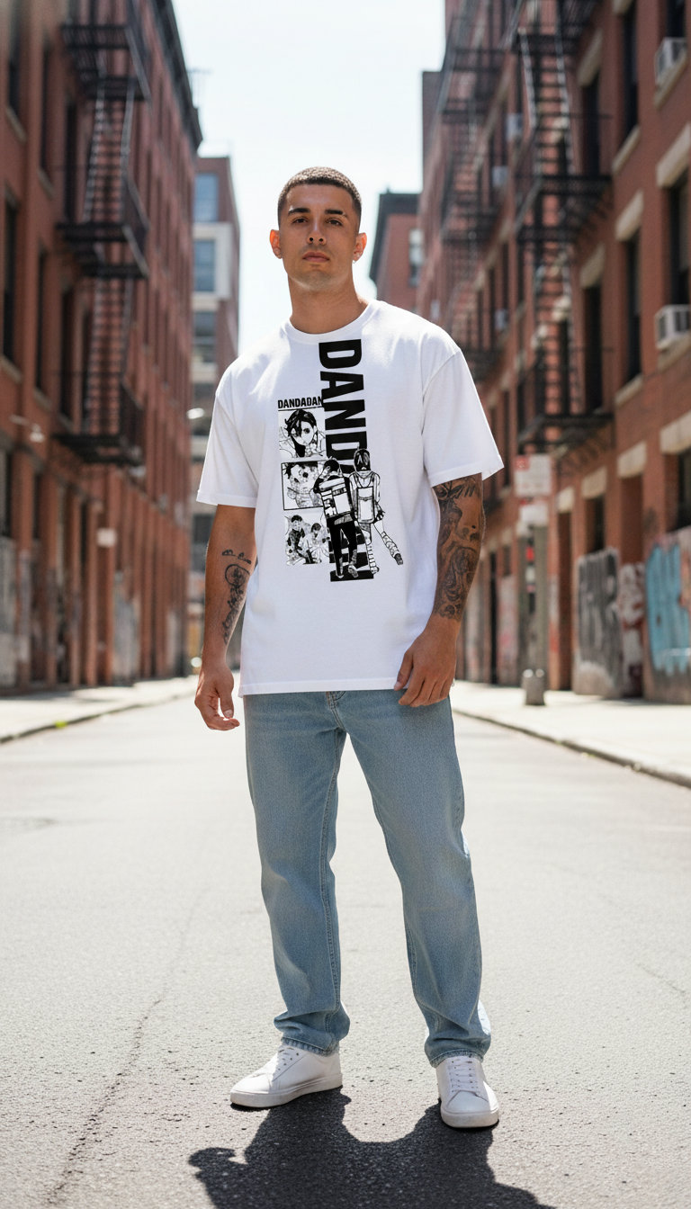 UNISEX WHITE DAN DAN DAN OVERSIZE FIT TSHIRT