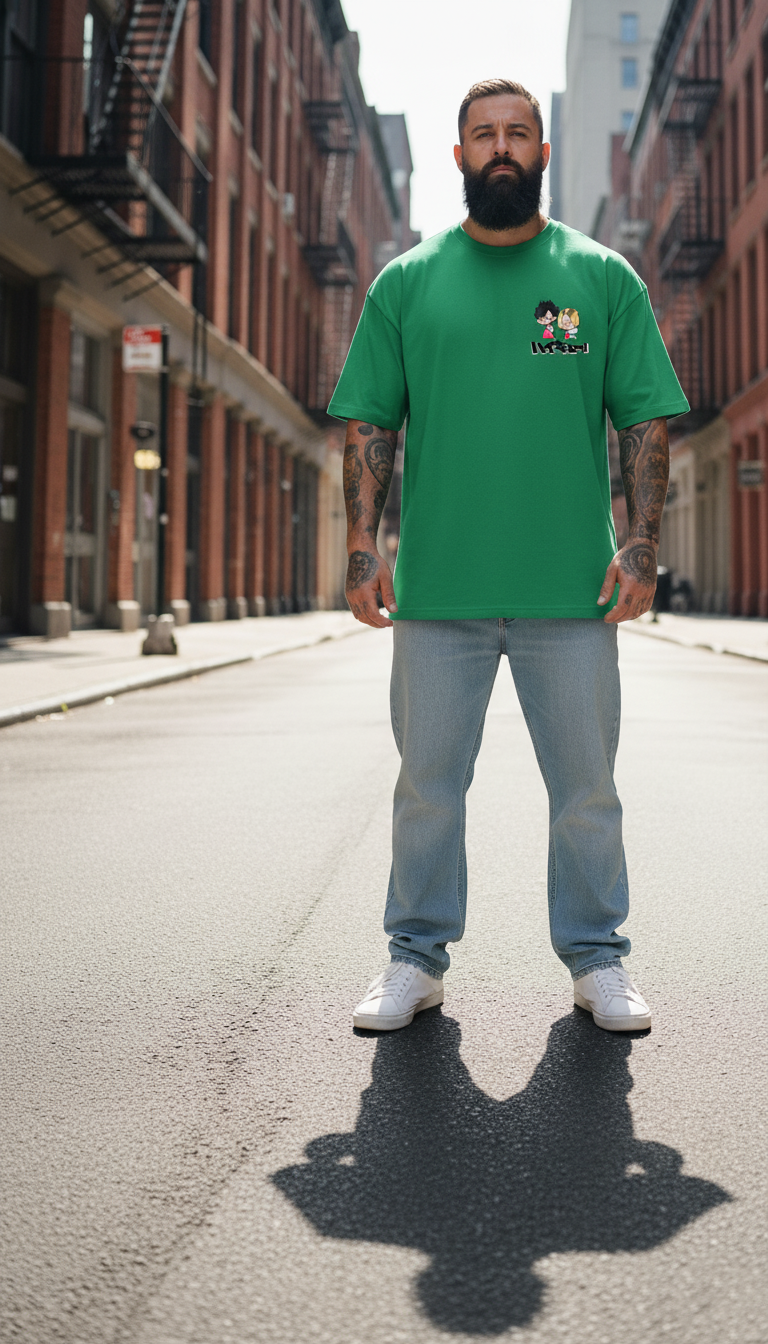 UNISEX GREEN KUR00 AND KENMA OVERSIZE FIT TSHIRT