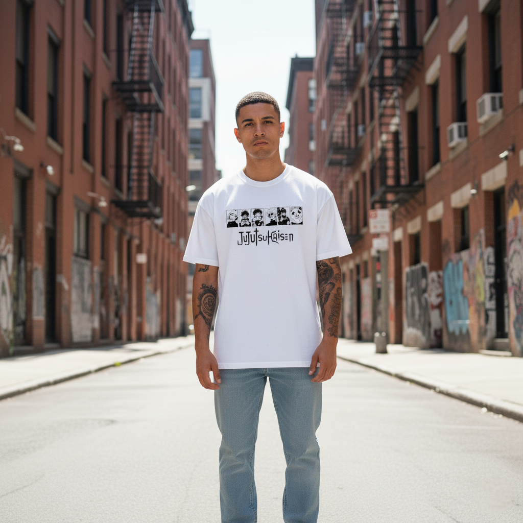 UNISEX WHITE JUJUTSU KAISE OVERSIZE FIT TSHIRT