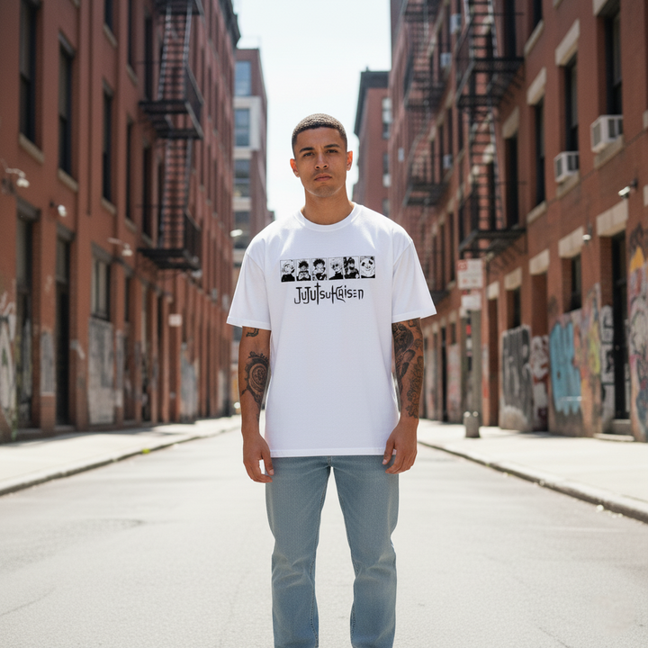 UNISEX WHITE JUJUTSU KAISE OVERSIZE FIT TSHIRT