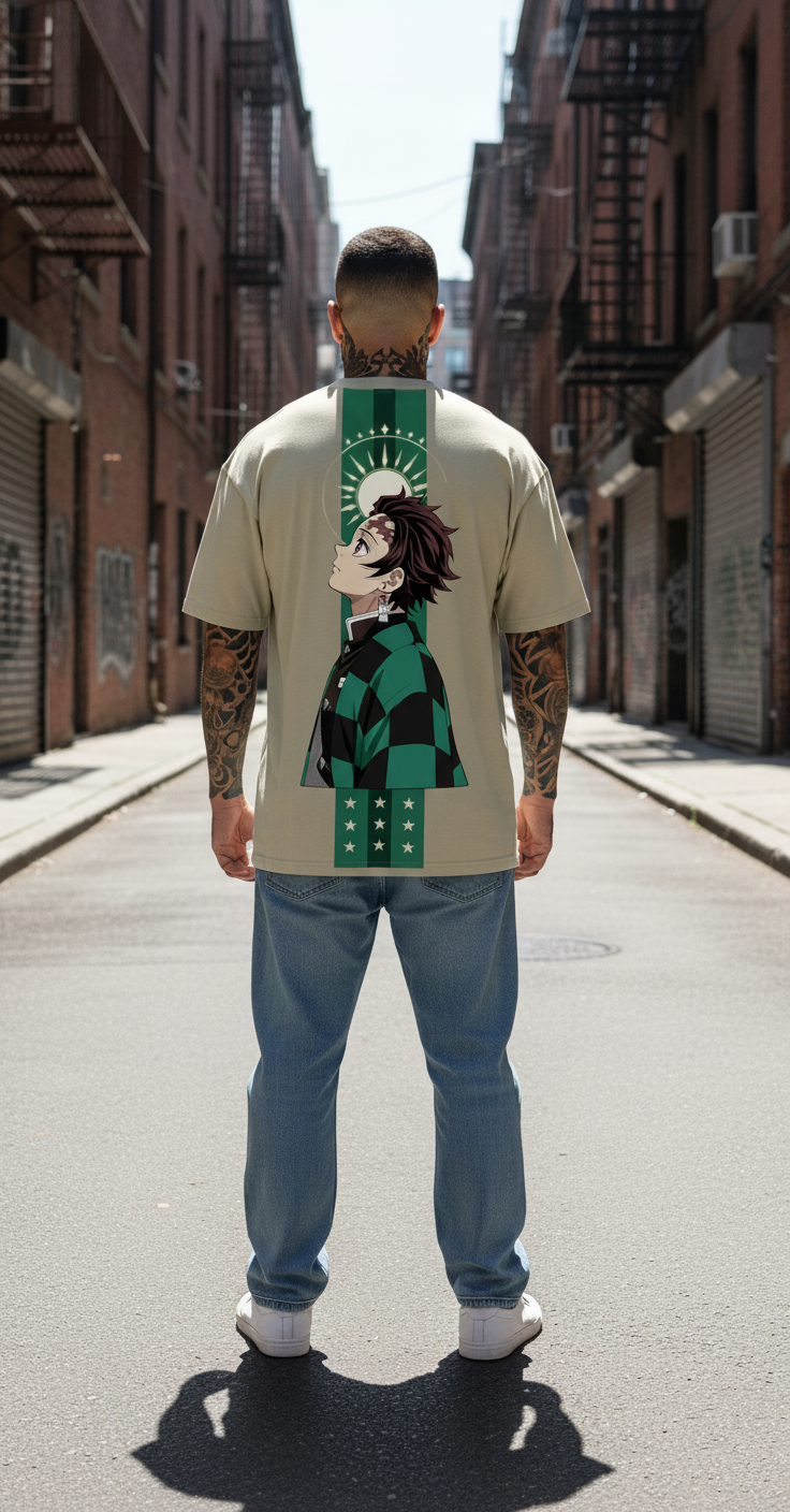 UNISEX BEIGE  TANJIRO OVERSIZE FIT TSHIRT