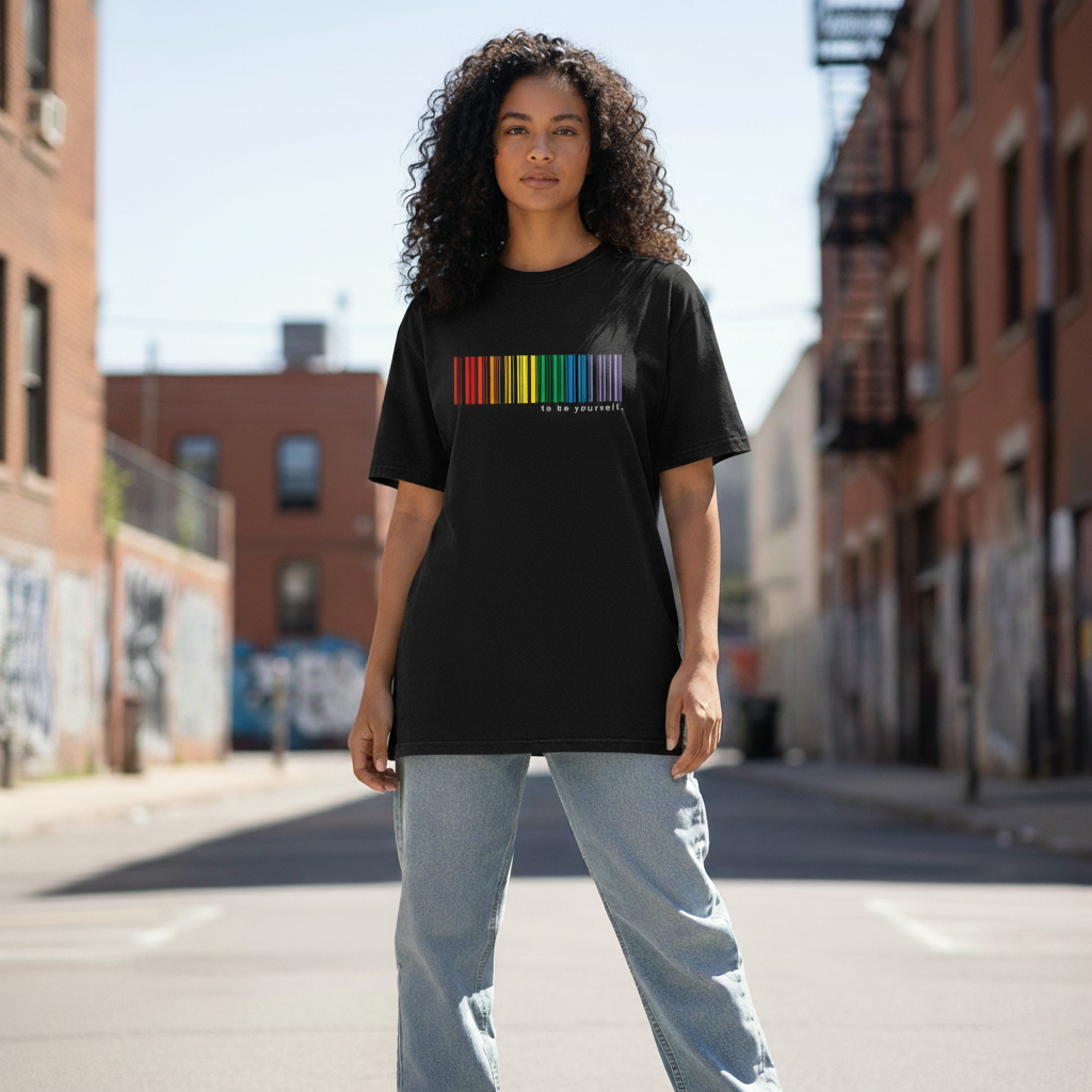 WOMEN'S BLACK BE YOURSELF REGULAR FIT TSHIRT