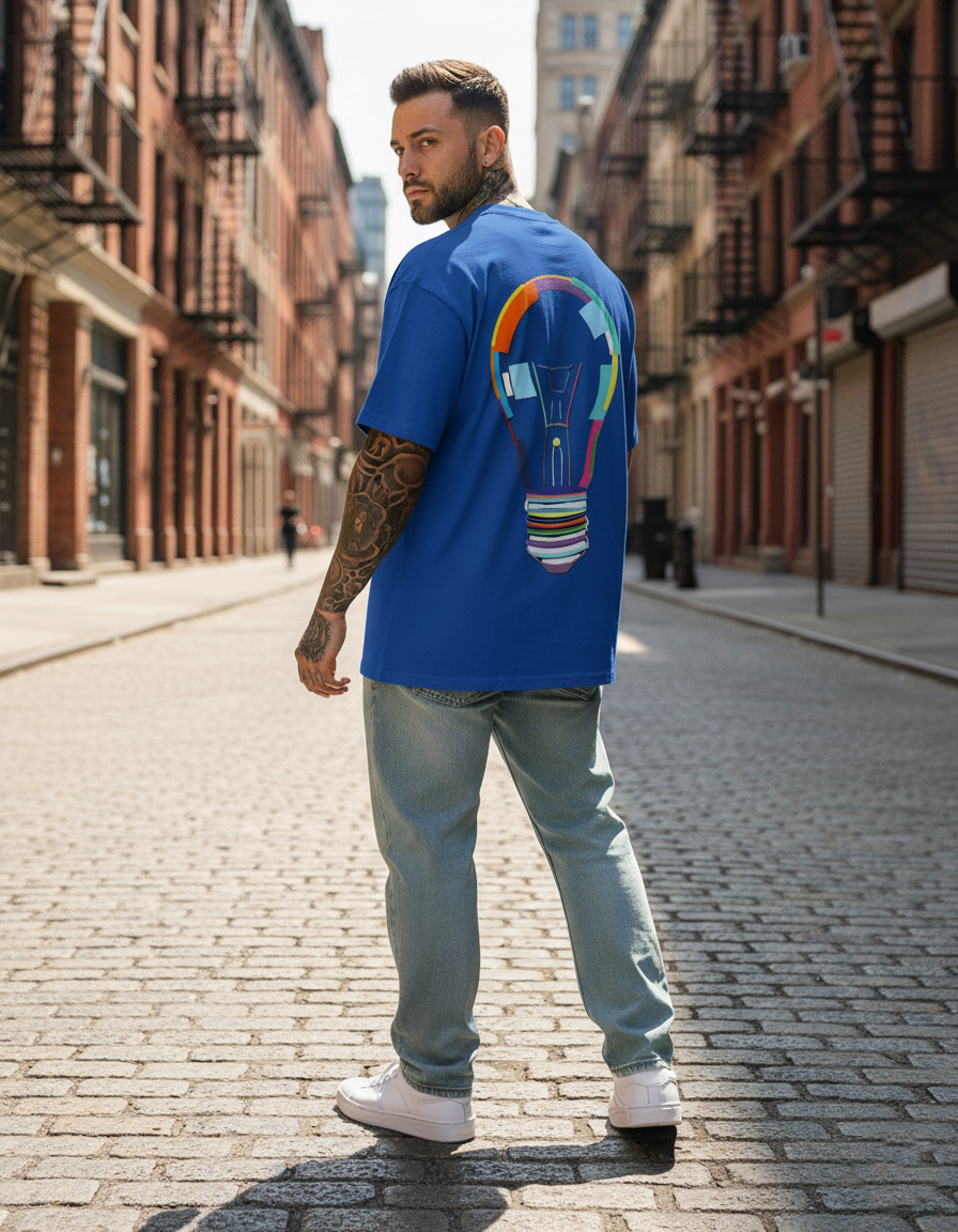 UNISEX BLUE CRIMSON BULB OVERSIZE FIT TSHIRT