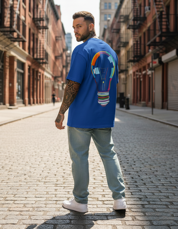 UNISEX BLUE CRIMSON BULB OVERSIZE FIT TSHIRT