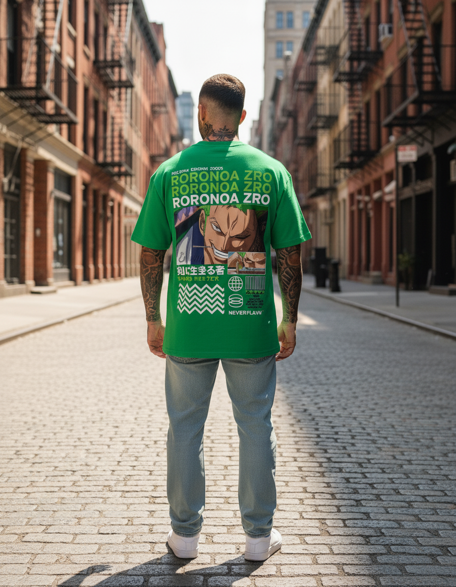 UNISEX GREEN RORONOA ZORO OVERSIZE FIT TSHIRT