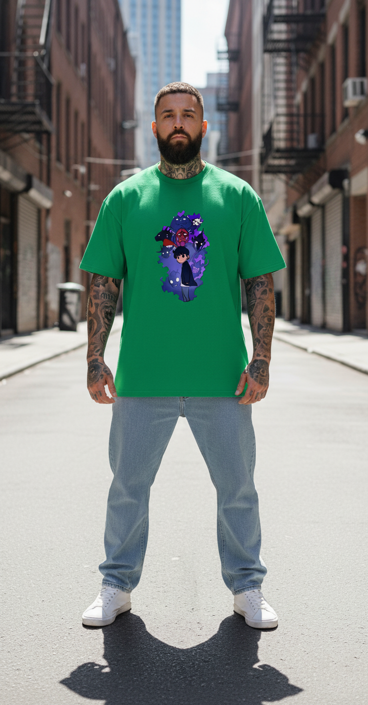 UNISEX GREEN SOLO LEVELLING OVERSIZE FIT TSHIRT