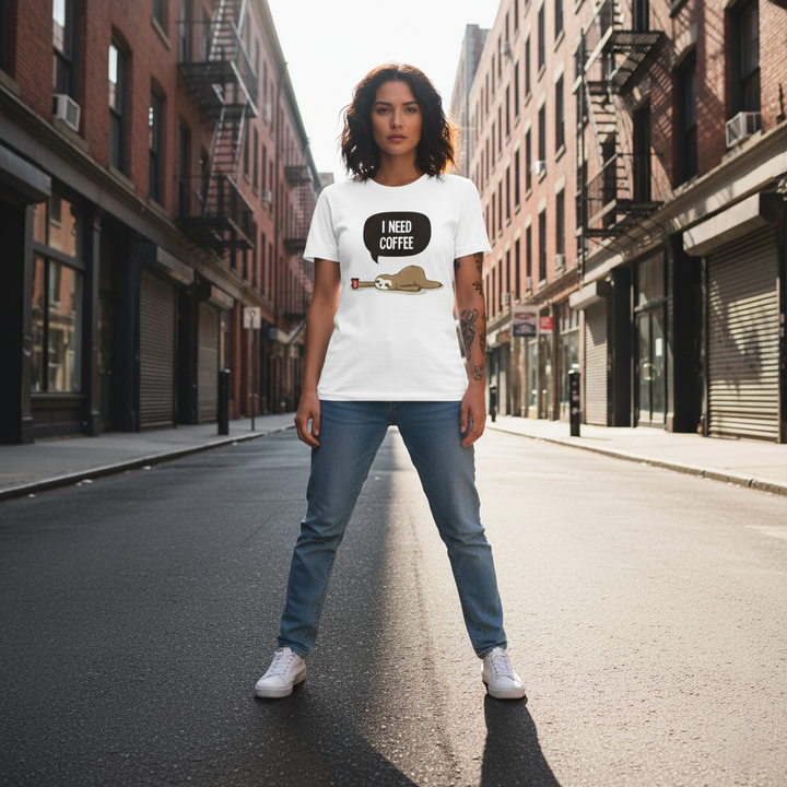 WOMEN'S WHITE I NEED COFFEE REGULAR FIT TSHIRT