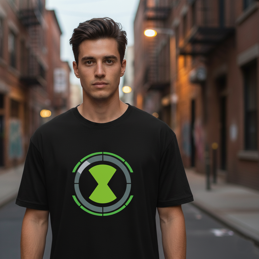 UNISEX BLACK BEN 10 - OMNITRIX OVERSIZE FIT TSHIRT