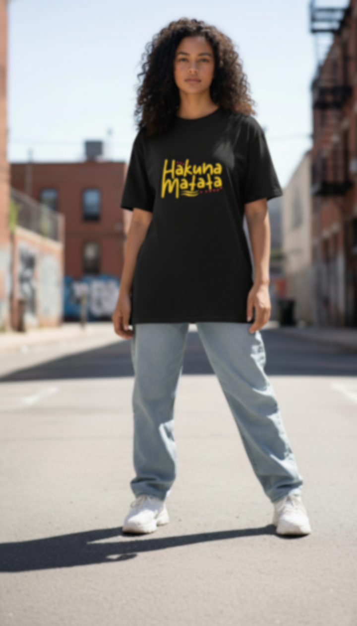 WOMEN'S BLACK HAKUNA MATATA REGULAR FT TSHIRT