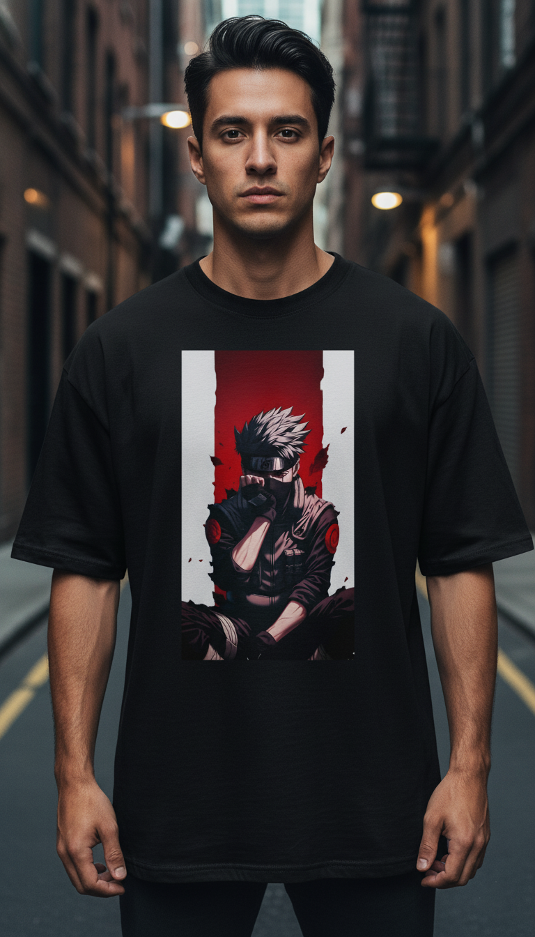 UNISEX BLACK KAKASHI HATAKE OVERSIZE FIT TSHIRT