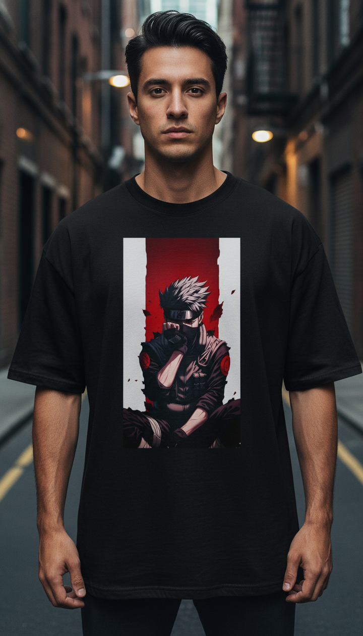 UNISEX BLACK KAKASHI HATAKE OVERSIZE FIT TSHIRT