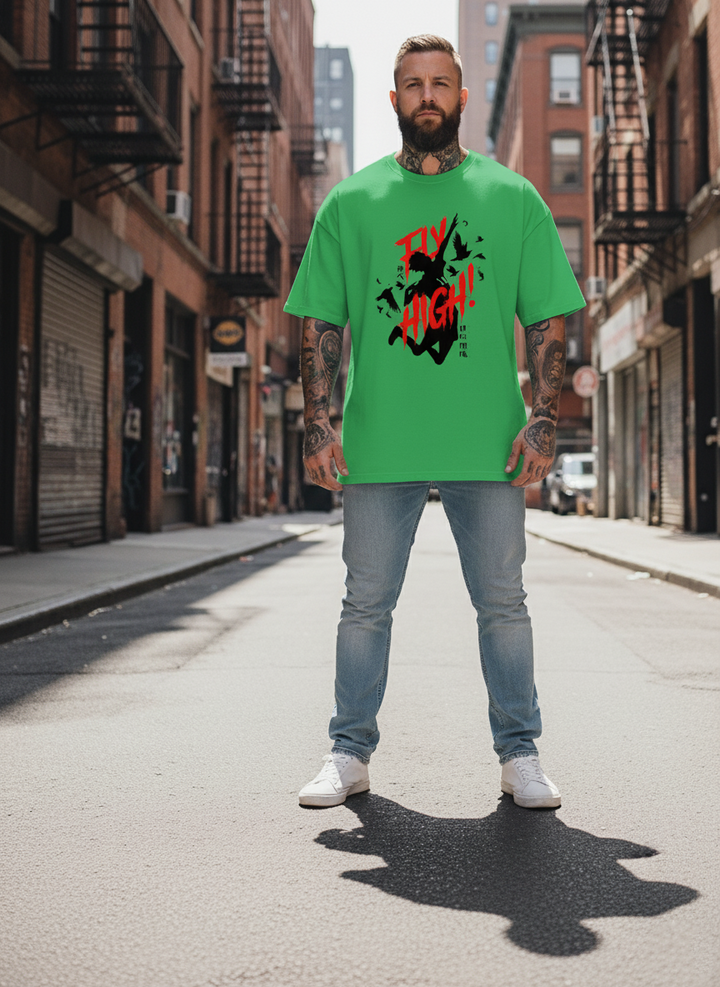 UNISEX GREEN FLY HIGH - HAIKYUU OVERIZE FIT TSHIRT