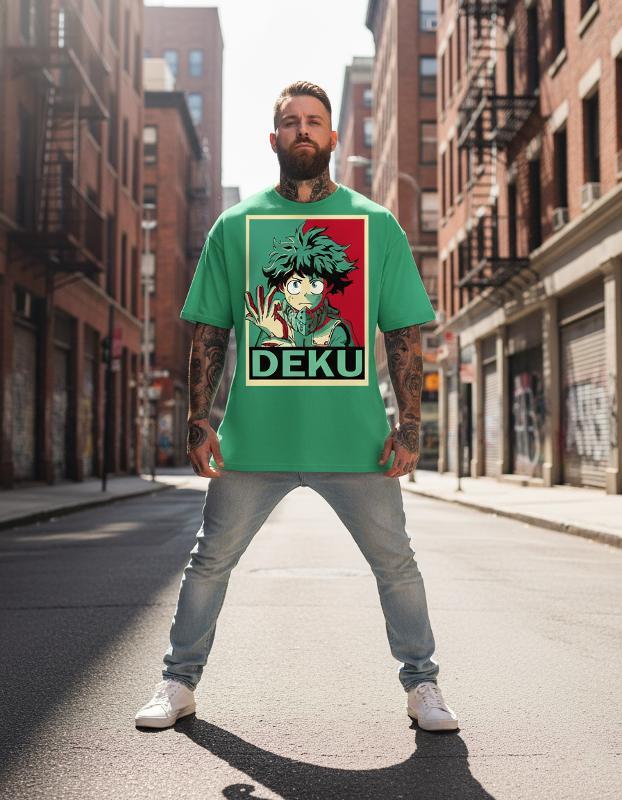 UNISEX GREEN DEKU OVERSIZE FIT TSHIRT