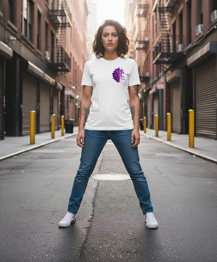 WOMEN'S WHITE PURPLE FAITH REGULAR FIT TSHIRT