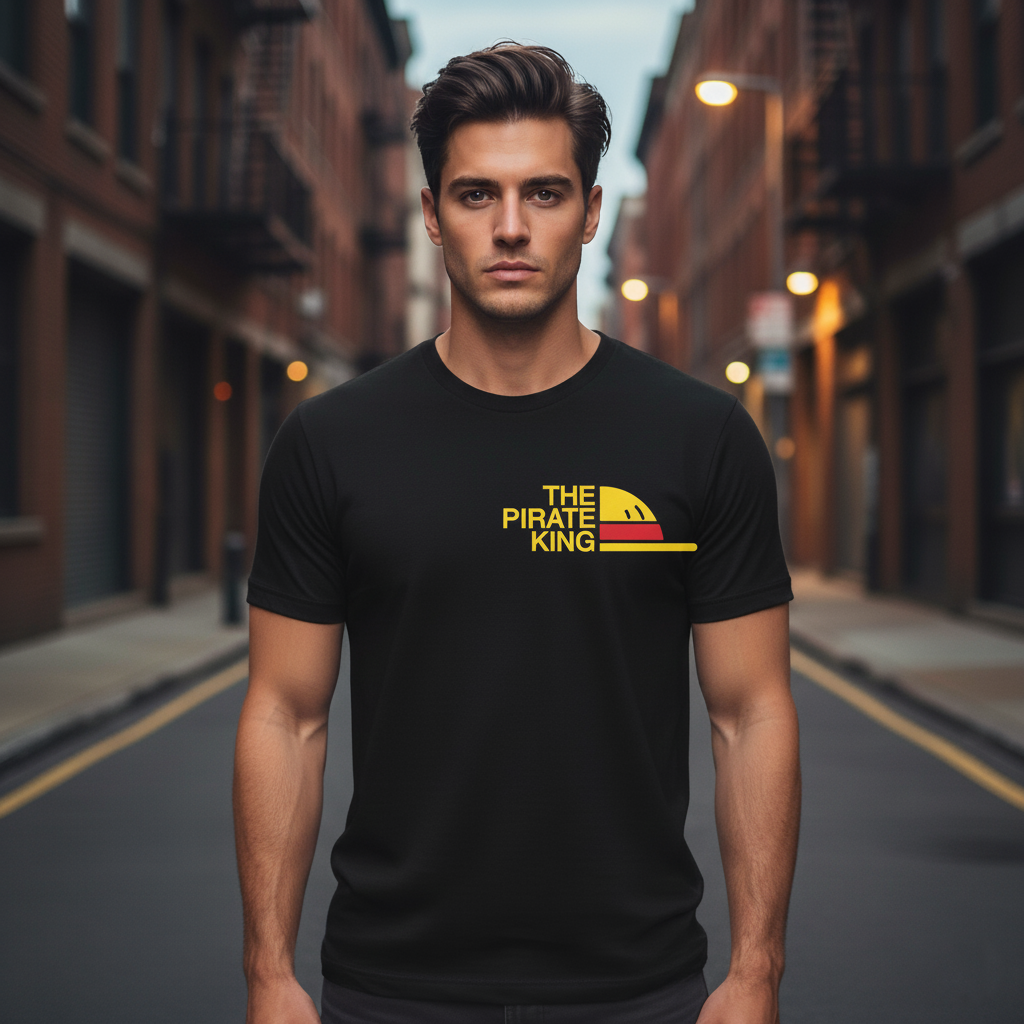 UNISEX BLACK ONE PIECE - THE PIRATE KING REGULAR FIT TSHIRT