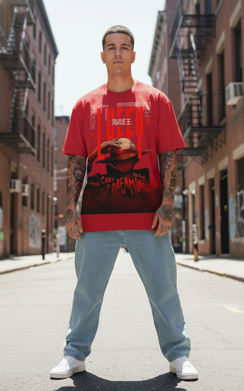 UNISEX RED LUFFY OVERSIZE FIT TSHIRT