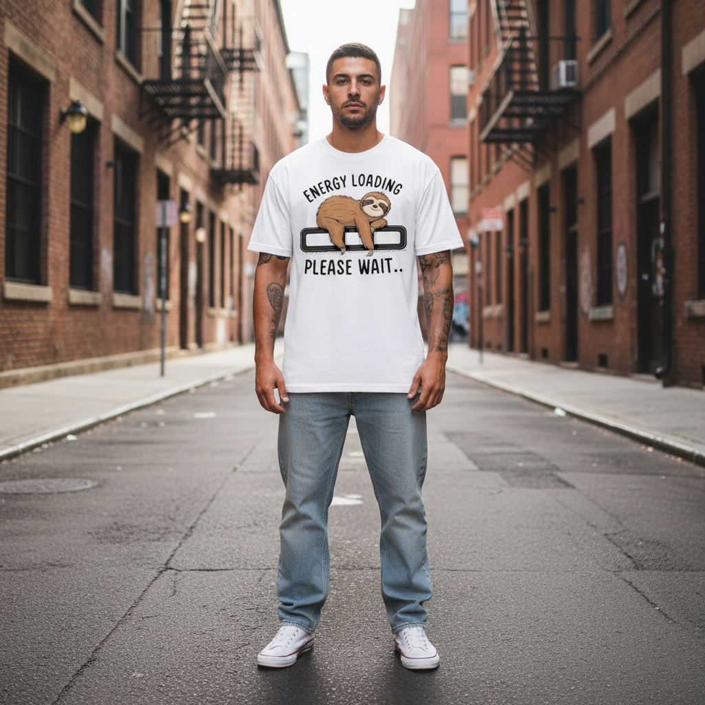 UNISEX WHITE ENERGY LOADING OVERSIZE FIT TSHIRT