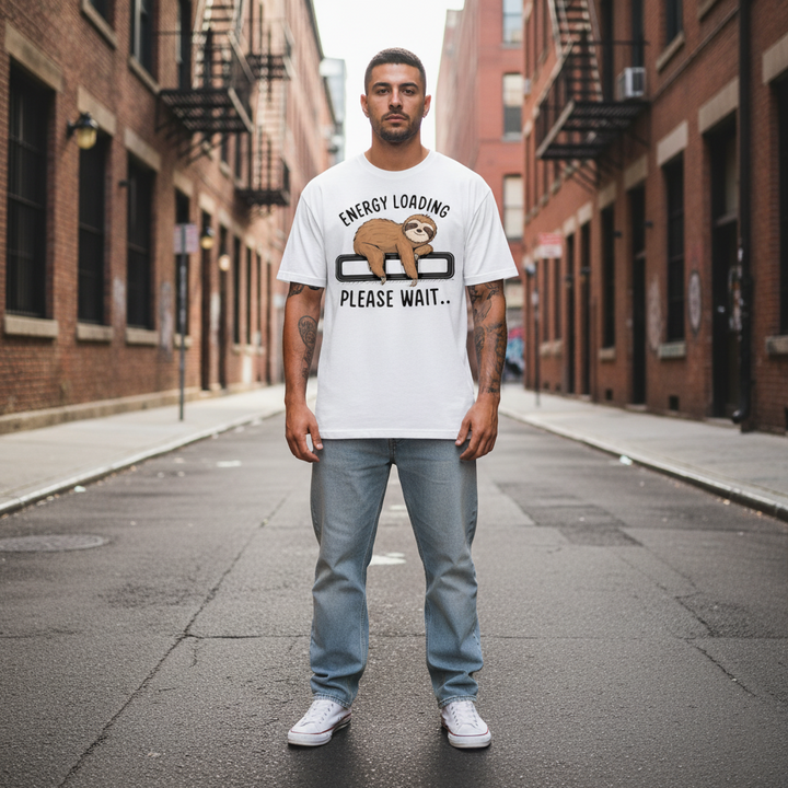 UNISEX WHITE ENERGY LOADING OVERSIZE FIT TSHIRT
