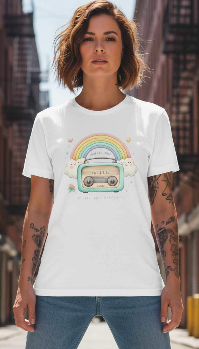 WOMEN'S WHITE CLOUD RADIO REDULAR FIR TSHIRT