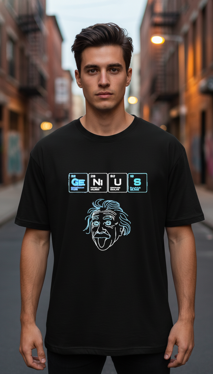 UNISEX BLACK GENIUS OVESIZE FIT TSHIRT