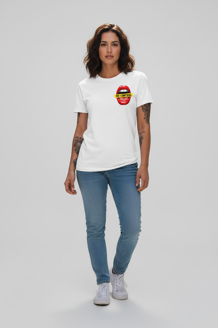 WOMEN'S WHITE NO CONTROL REFULAR FIT TSHIRT