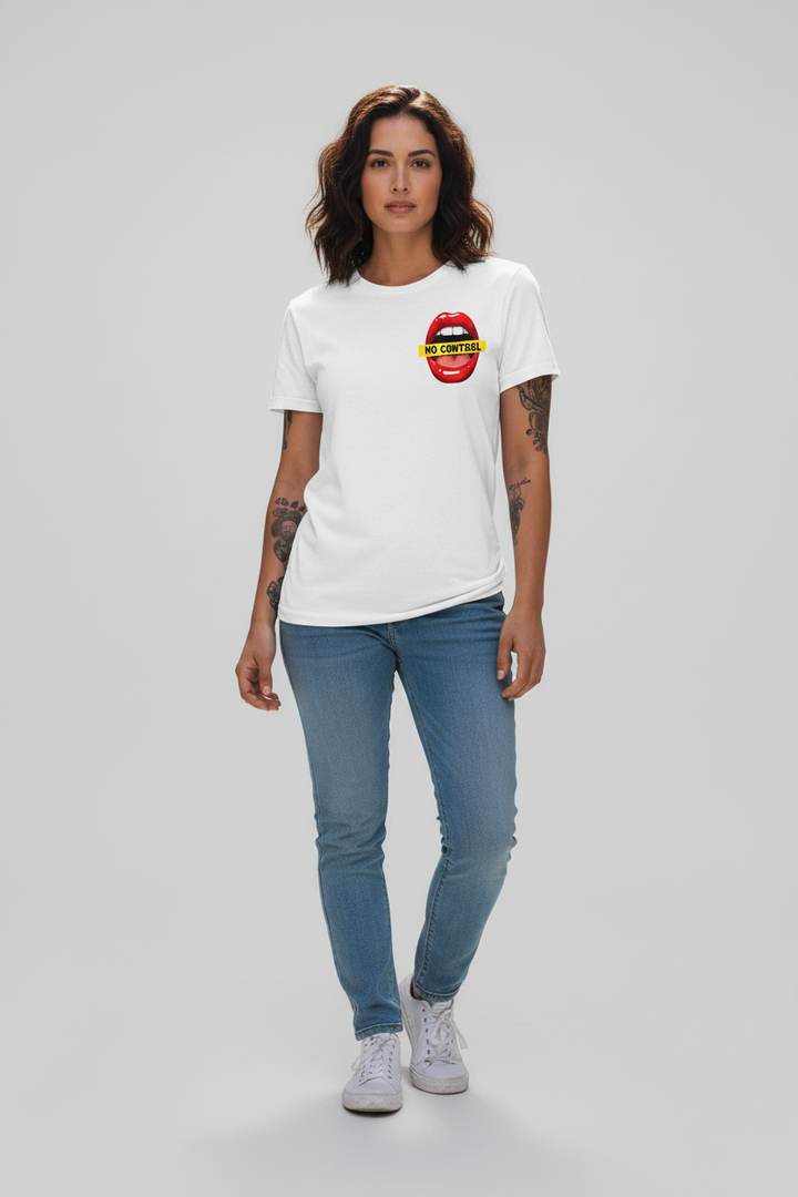 WOMEN'S WHITE NO CONTROL REFULAR FIT TSHIRT