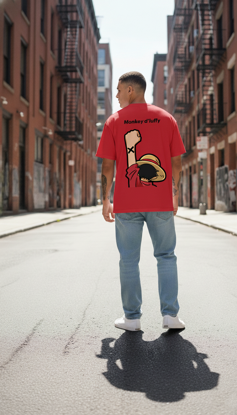 UNISEX RED MONKEY D. LUFFY OVERSIZE FIT TSHIRT