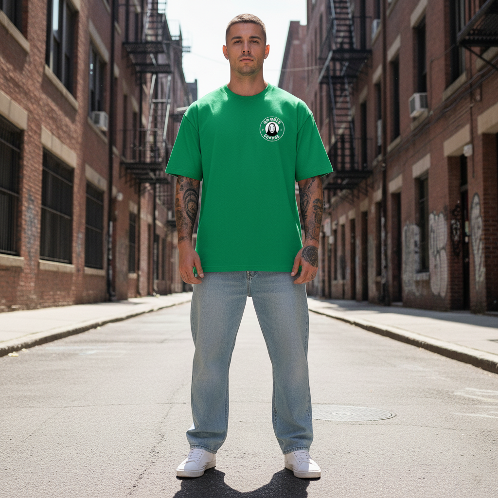 UNISEX GREEN NO FACE COFFEE OVERSIZE FIT TSHIRT