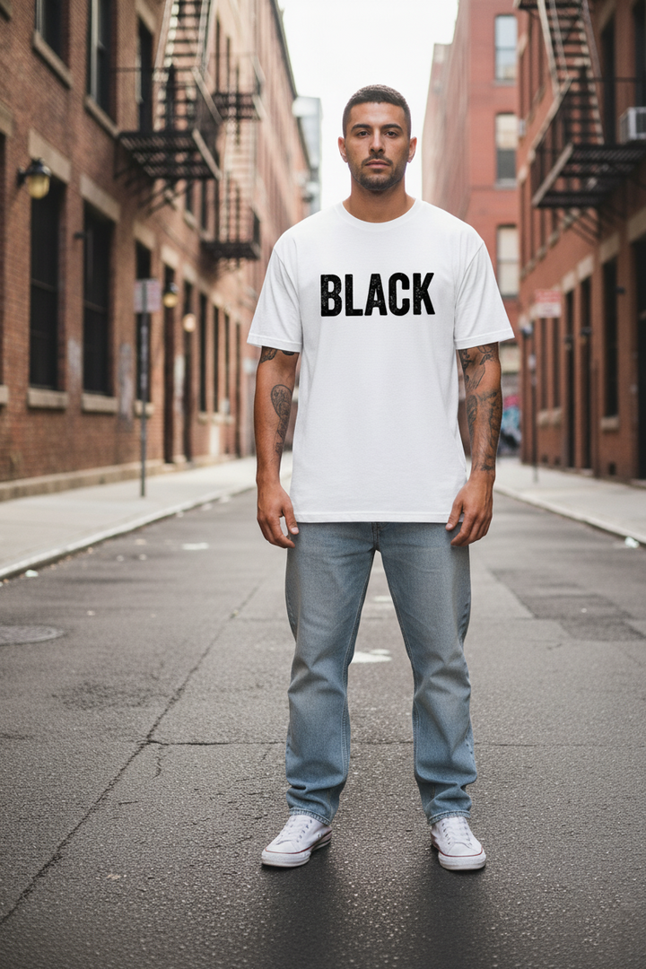 UNISEX WHITE I AM BLACK OVERSIZE FIT TSHIRT