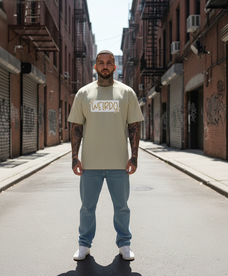 UNISEX BEIGE  WEIRDO OVERSIZE FIT TSHIRT