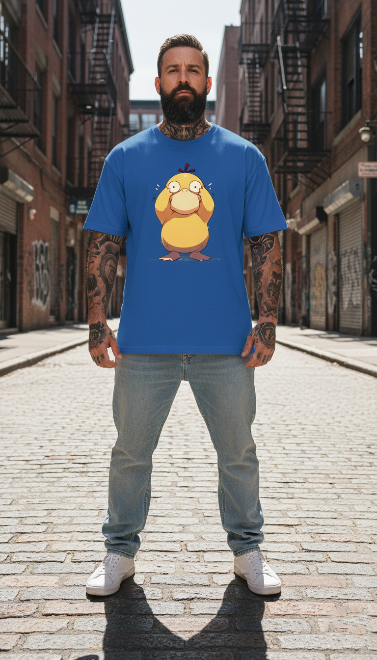 UNISEX BLUE PSYDUCK OVERSIZE FIT TSHIRT
