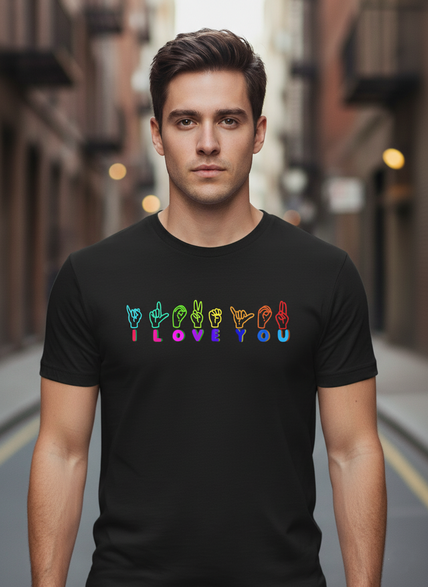 UNISEX BLACK I LOVE YOU REGULAR FIT TSHIRT