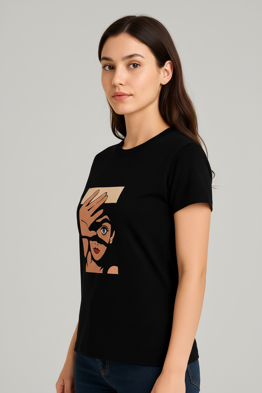 WOMEN'S BLACK SUN_KISSED REGUALR FIT TSHIRT
