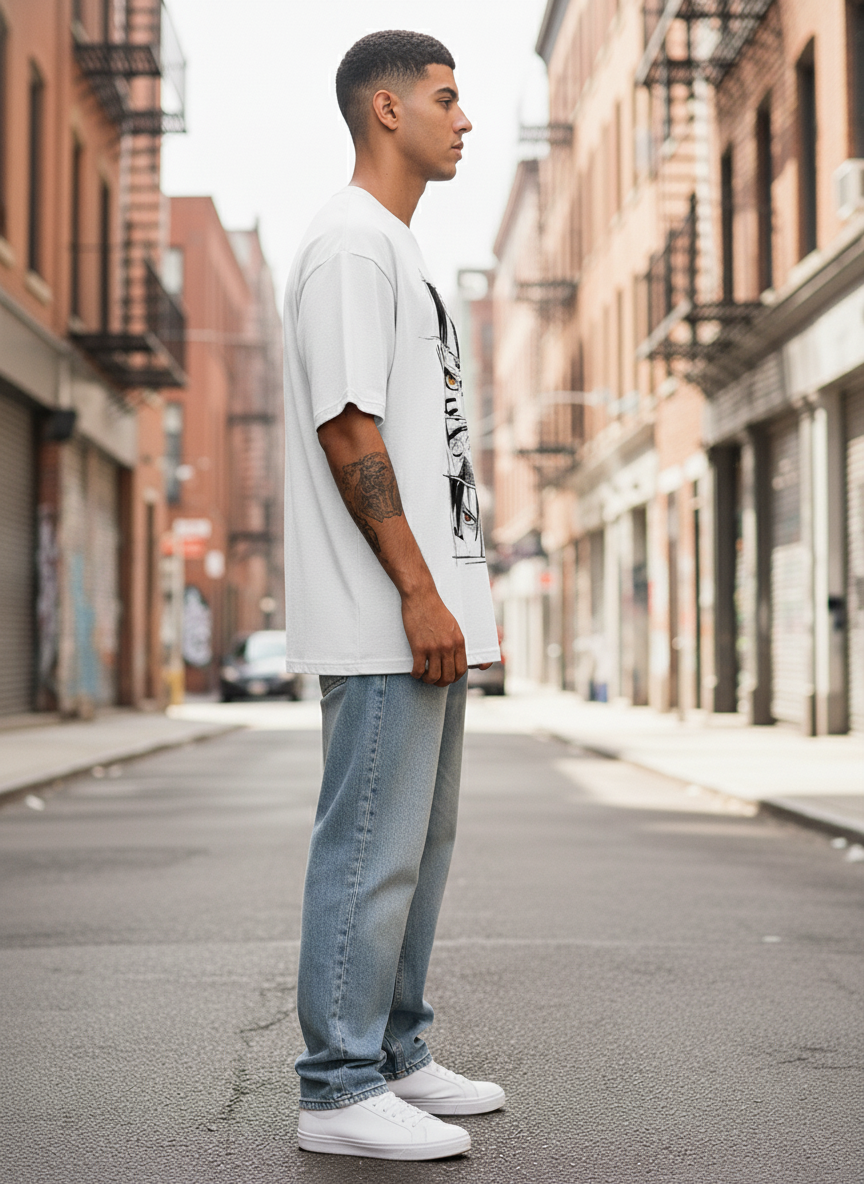 UNISEX WHITE TEAM 7 OVERSIZE FIT TSHIRT