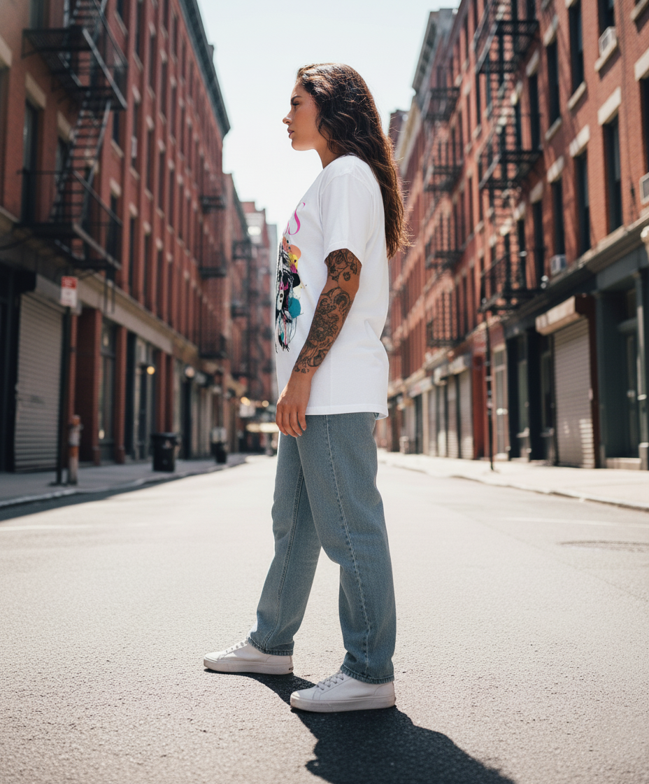 WOMEN'S WHITE FLAWLESS AND FEARLESS REGULAR FIT TSHIRT