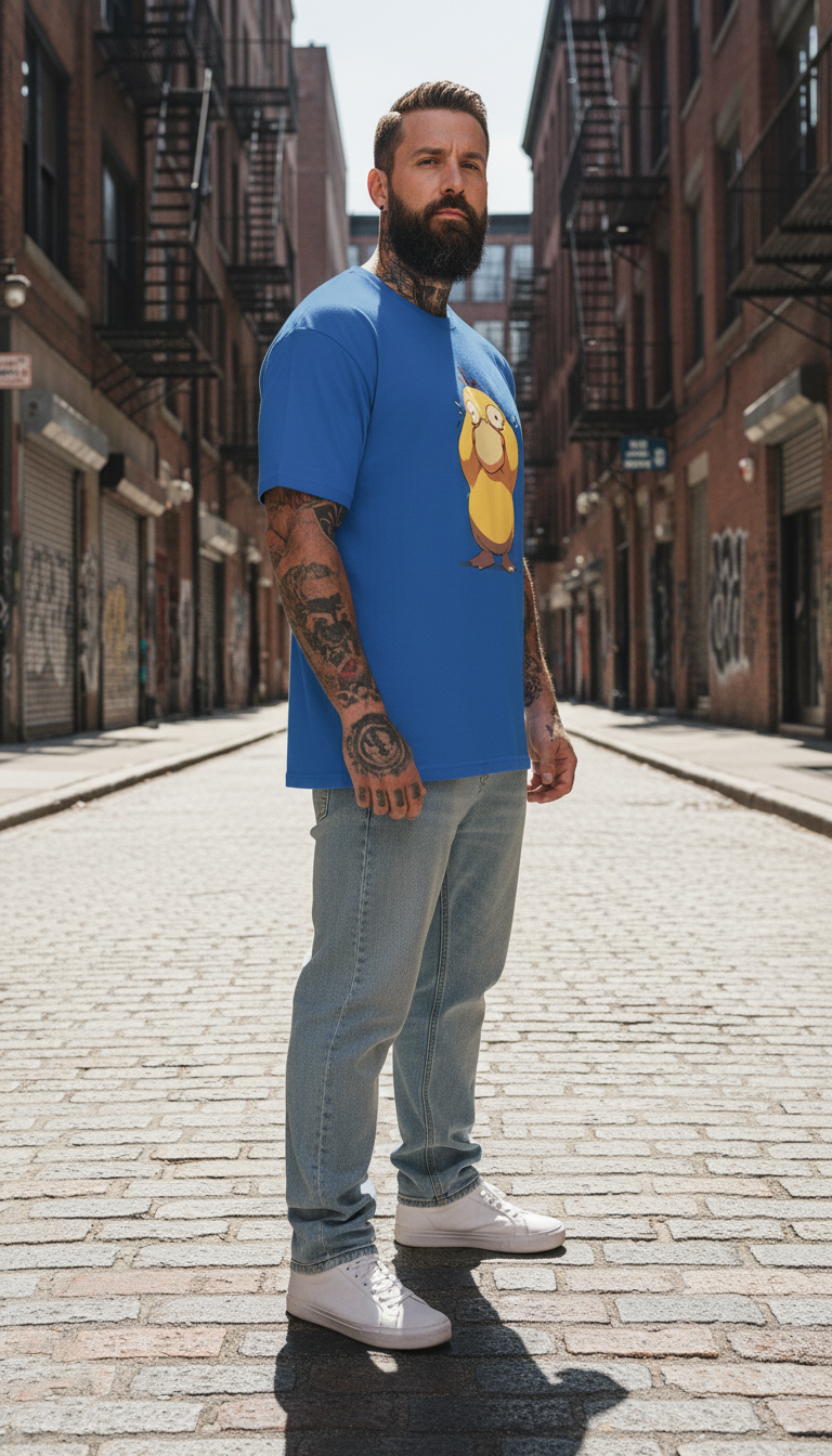 UNISEX BLUE PSYDUCK OVERSIZE FIT TSHIRT