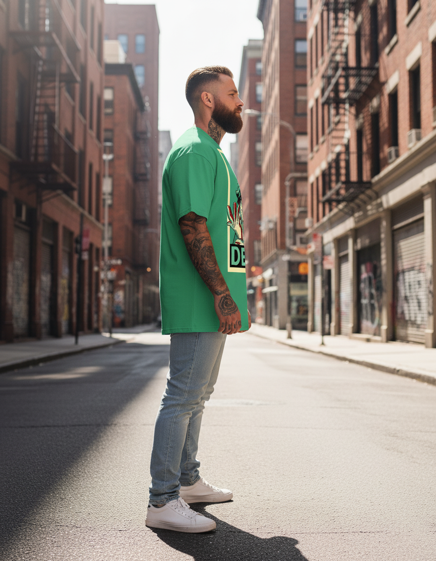 UNISEX GREEN DEKU OVERSIZE FIT TSHIRT