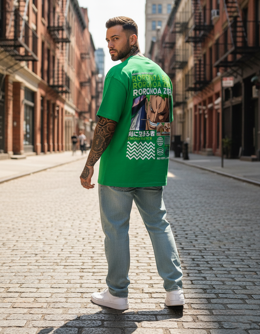 UNISEX GREEN RORONOA ZORO OVERSIZE FIT TSHIRT