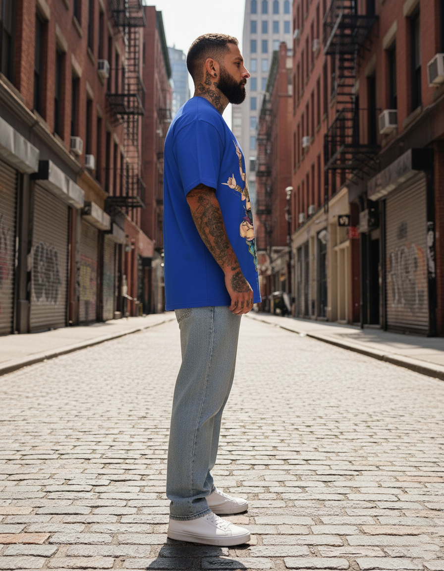 UNISEX BLUE CHAKR FORCE OVERSIZE FIT TSHIRT