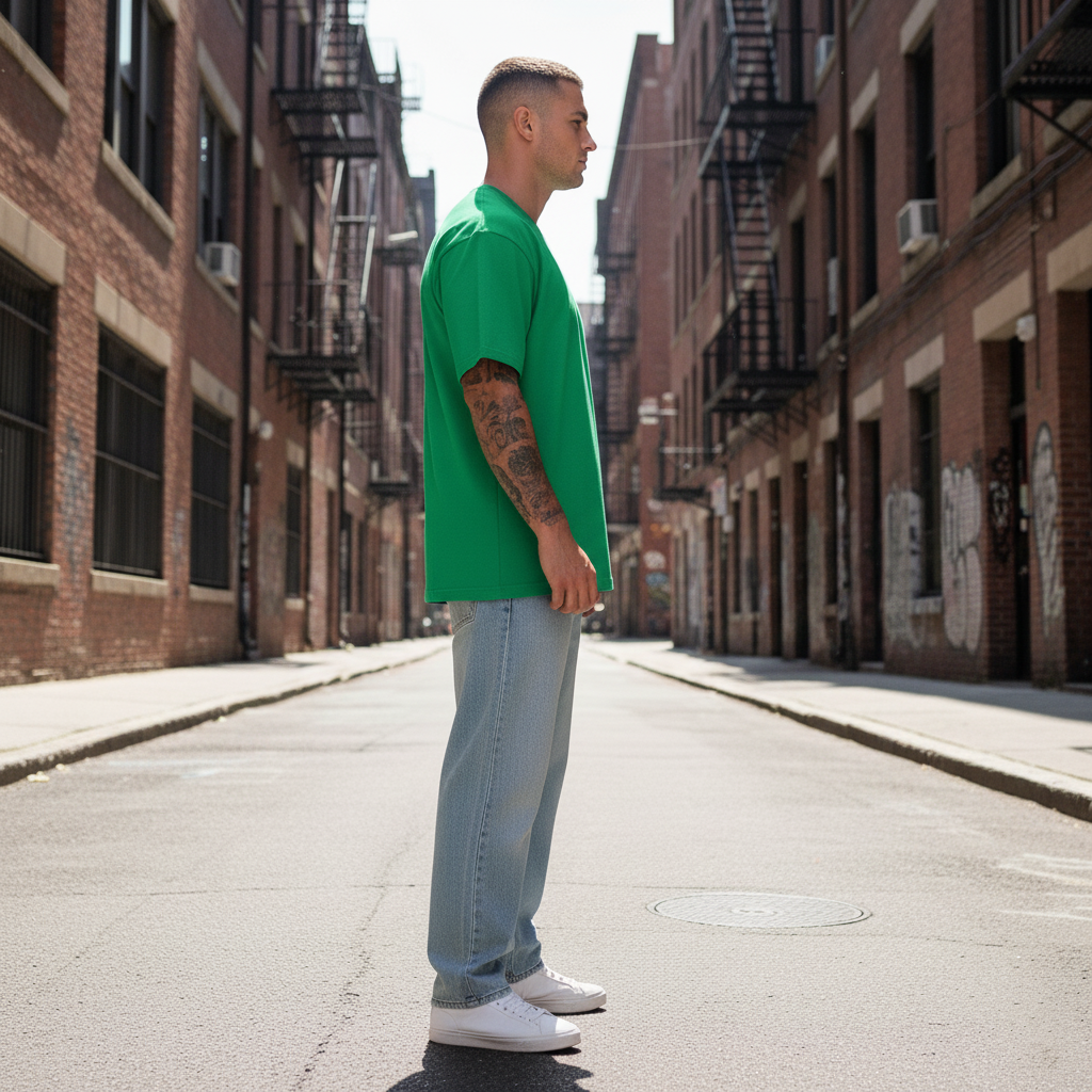 UNISEX GREEN NO FACE COFFEE OVERSIZE FIT TSHIRT