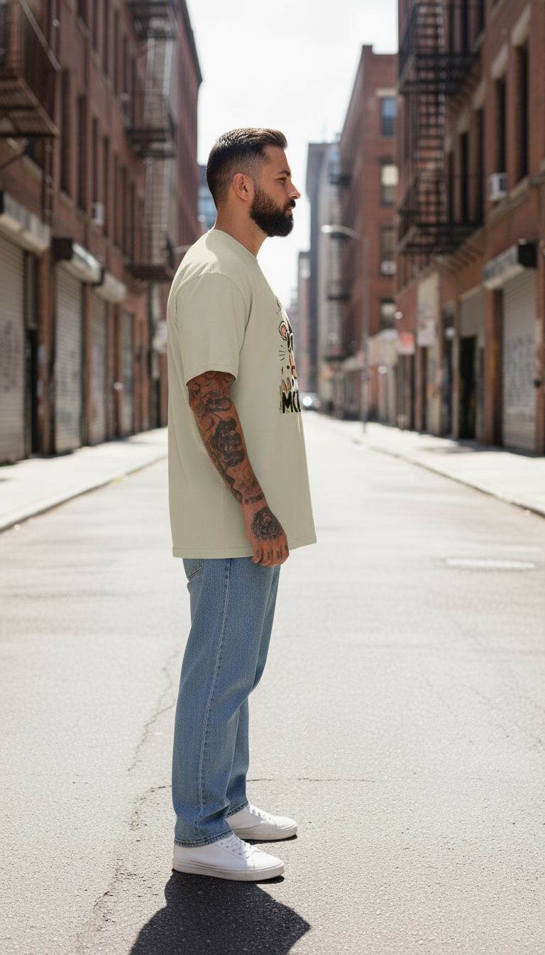 UNISEX BEIGE  NOT IN THE MOOOD OVERSIZE FIT TSHIRT