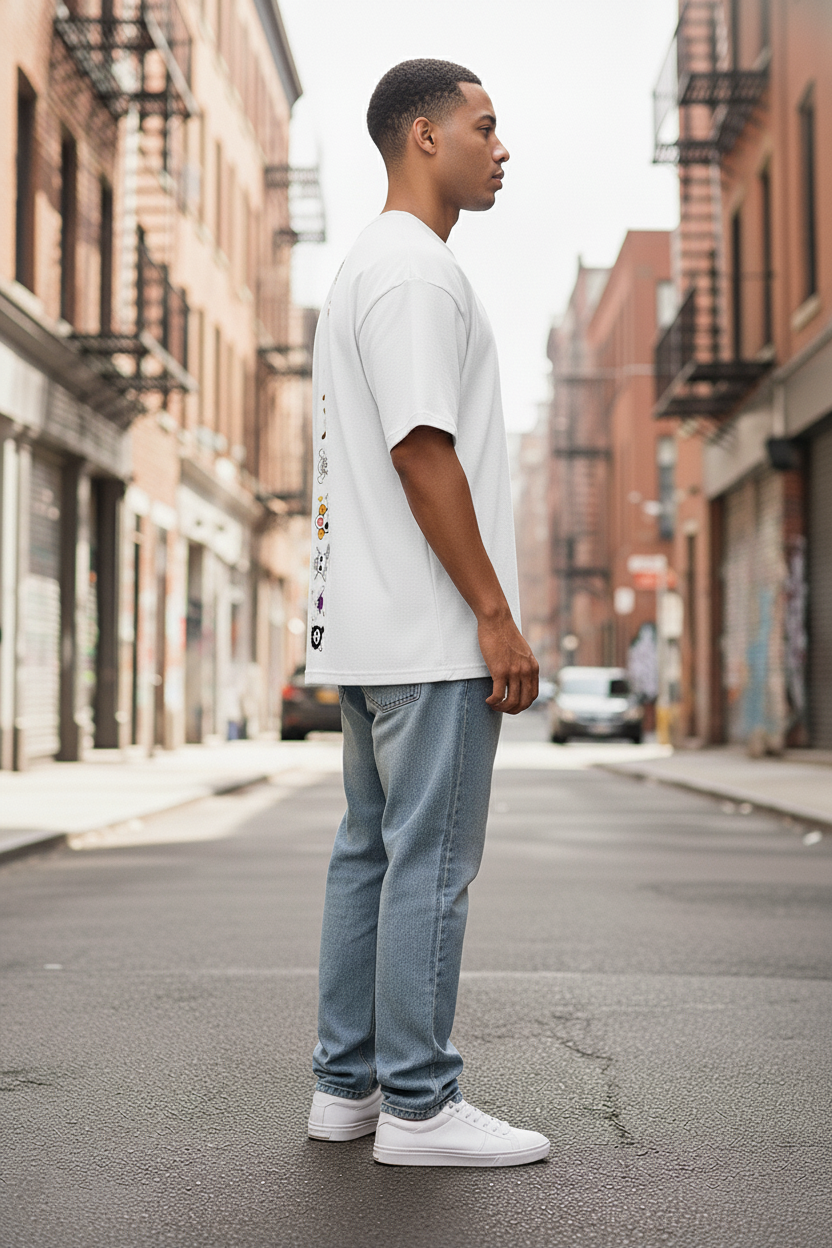 UNISEX WHITE GRAND LINE PIRATES OVERSIZE FIT TSHIRT