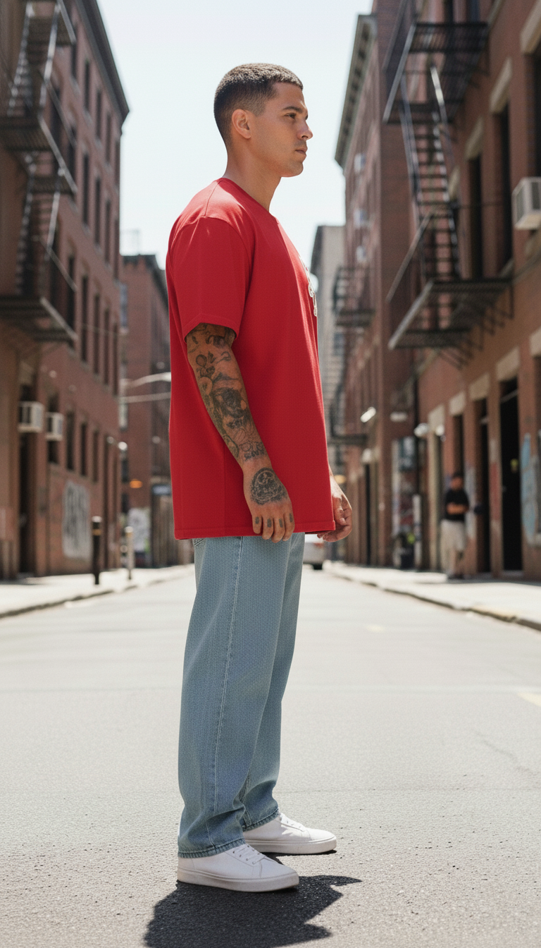 UNISEX RED TURBO GRANNY OVERSIZE FIT TSHIRT