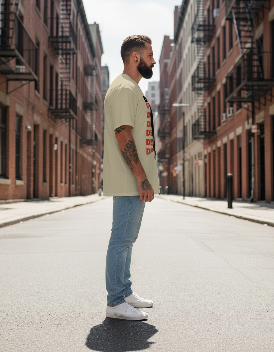 UNISEX BEIGE  DEMON KING - MUZAN KIBUTSUJI OVERSIZE FIT TSHIRT