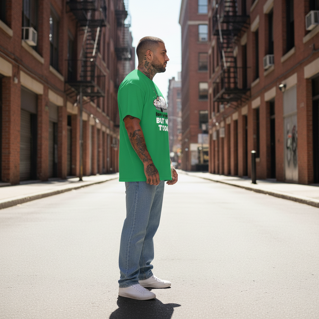 UNISEX GREEN BORN TO SPARKLE BUT NOT TODAY OVERSIZE FIT TSHIRT