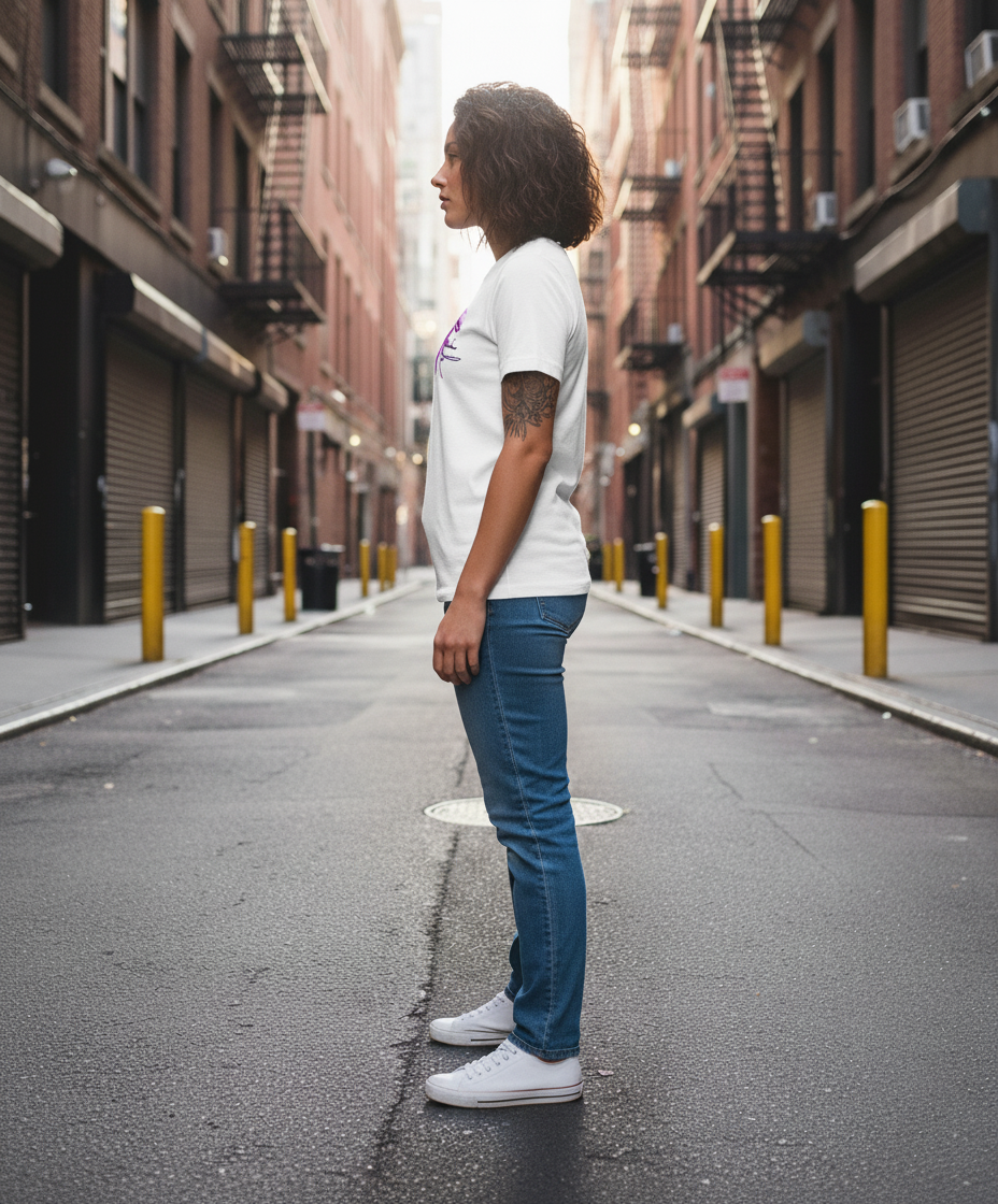 WOMEN'S WHITE PURPLE FAITH REGULAR FIT TSHIRT